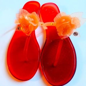 Tory Burch Blossom Jelly Thong Sandals Peachy Red - Size 11